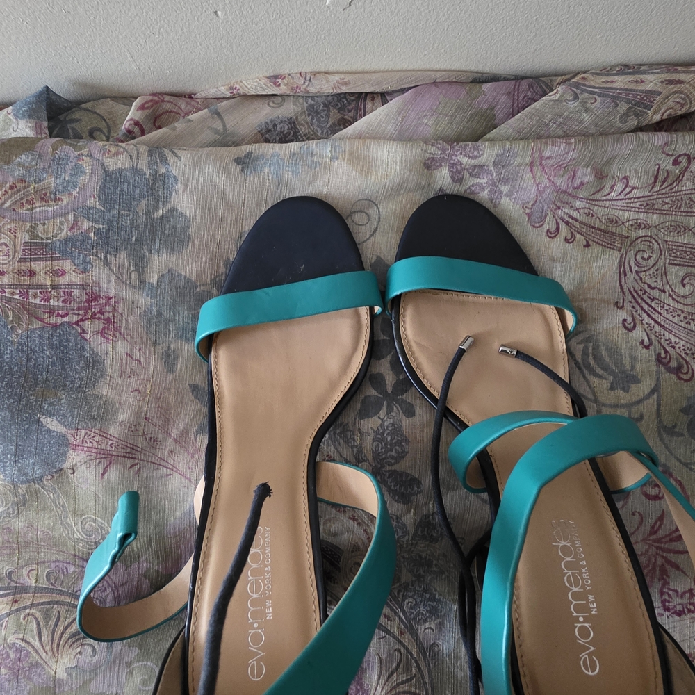 Eva Mendes for New York & Company Turquoise and Black Sandals